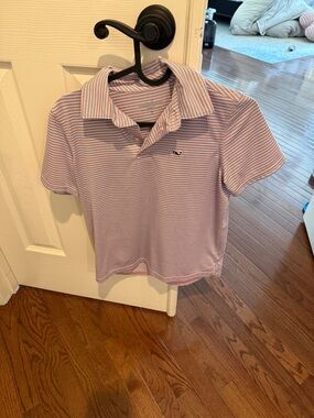 Vineyard Vines Pink & White Striped Polo Shirt